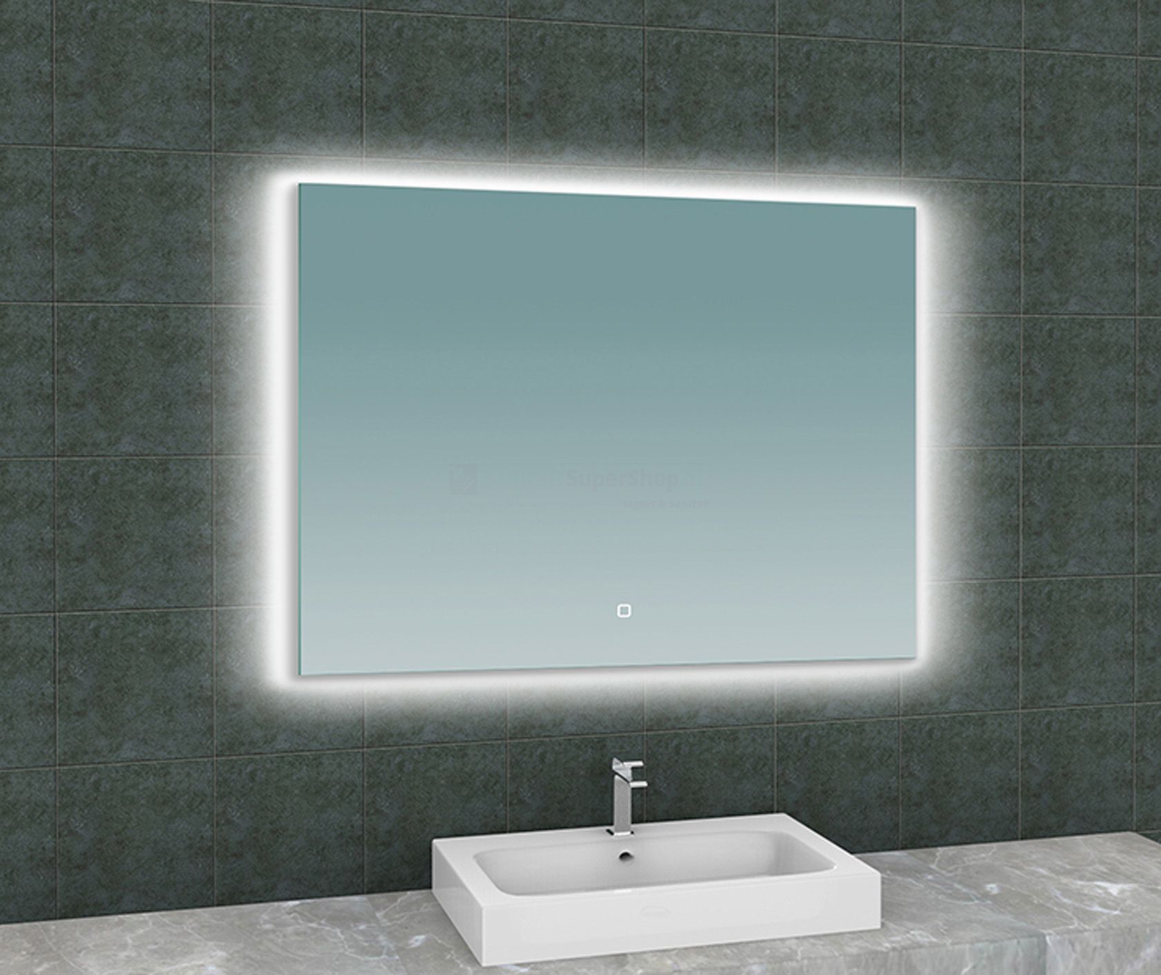 Badkamerspiegel Soul | 60x80 cm | Rechthoekig | Indirecte LED verlichting |  Touch button | Met verwarming | SanitairSuperShop