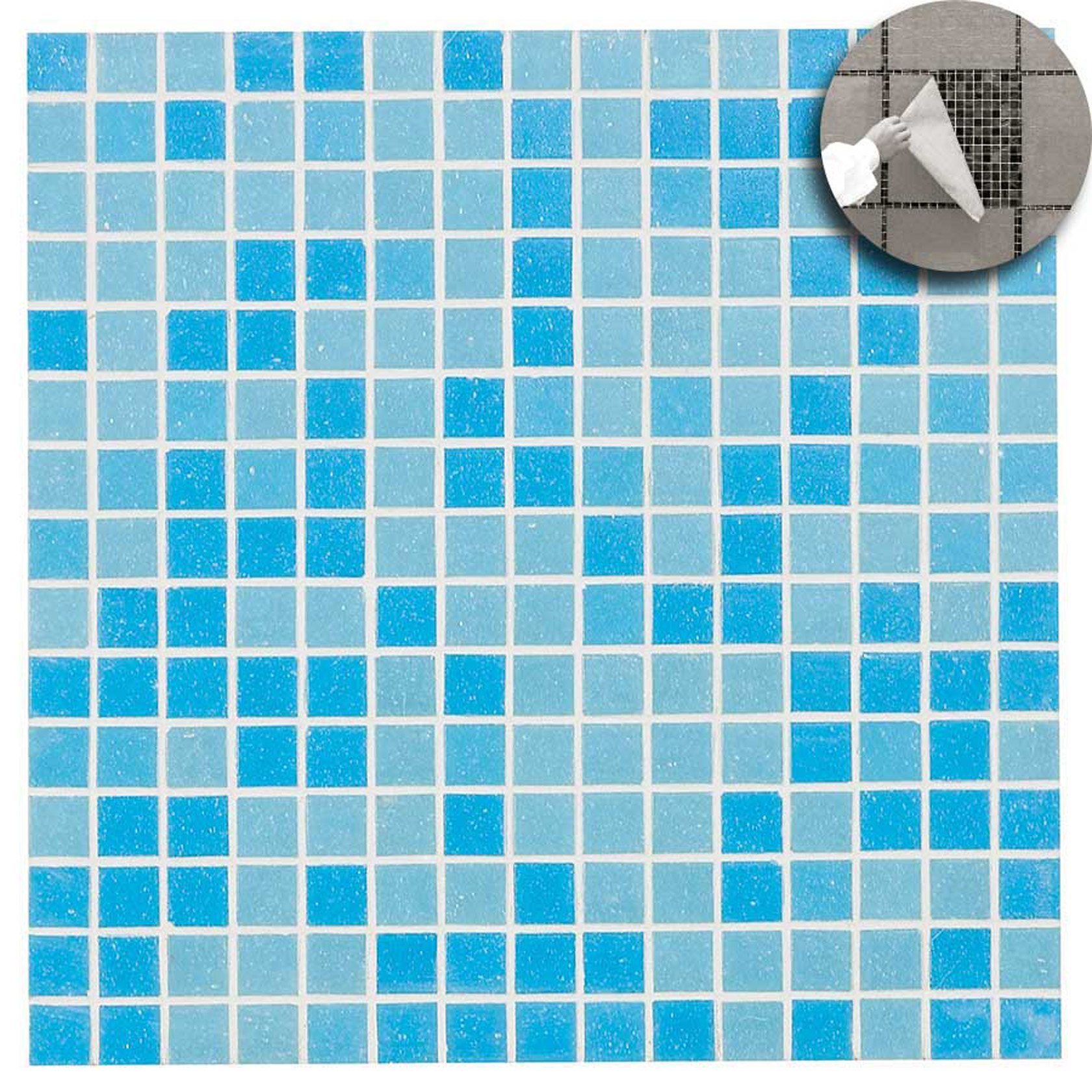 Glass Normal Quinto mozaiek 20x20 mm blauw mat